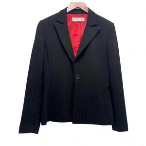 Tahari Striped Career Blazer Suit Jacket Black Professional wear Office Size 6